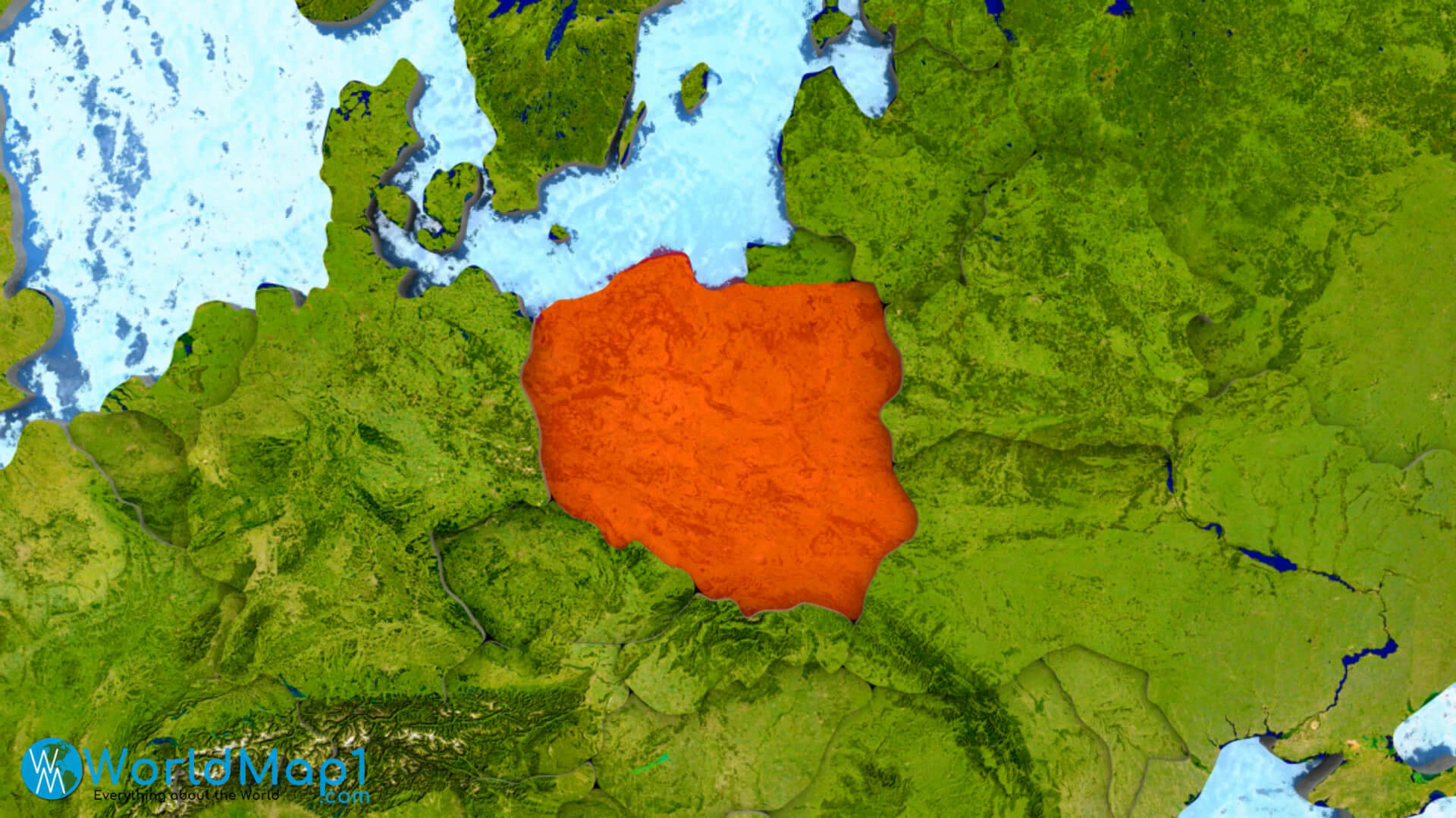 Polonya Uydu Görüntüsü Haritası